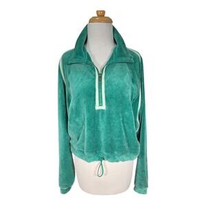 Free People Movement Half Zip Sweater Corduroy Fleece Pullover Small Drawstring